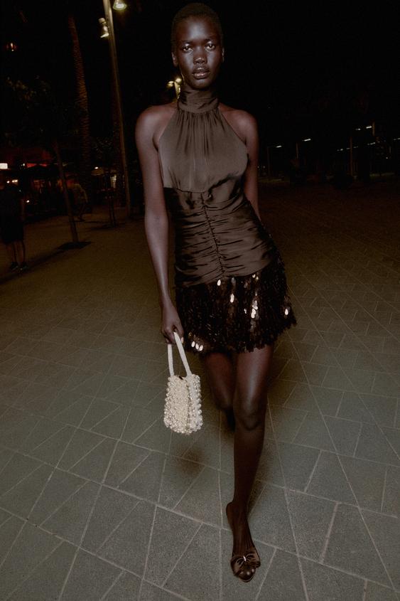 SATIN EFFECT HEELS - Chocolate Brown by Zara - Image 0