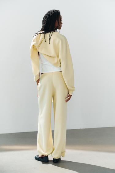 BASIC STRAIGHT-LEG PLUSH TROUSERS WITH ADJUSTABLE HEM - Yellow by Zara - Image 6