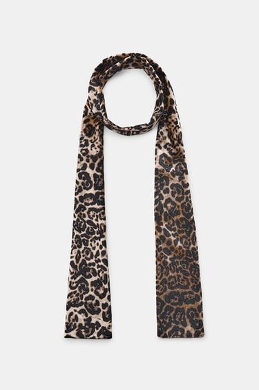 Zara ANIMAL PRINT VELVET SCARF - Leopard