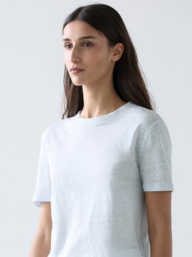 Zara 100% linen short sleeve T-shirt - Sky blue