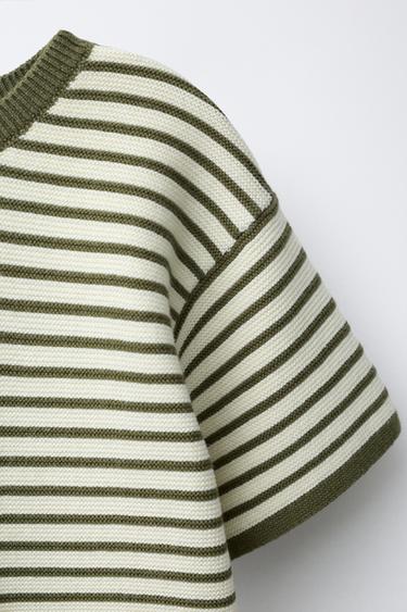 STRIPED KNIT JUMPER - Ecru / Green by Zara - Image 2