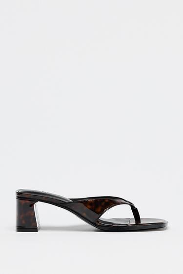 Zara TORTOISESHELL SANDALS - Multi-color