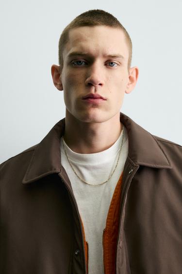 BLOUSON TECHNIQUE MATELASSÉ IMPRIMÉ CONTRASTANT - Marron tabac de Zara - Image 4