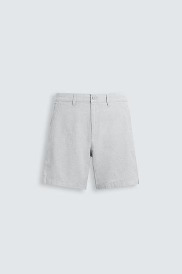 BERMUDA ALGODÓN - LINO - Gris de Zara