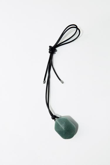 COLLAR CORDÓN PIEL PIEDRA - Verde / Azul de Zara