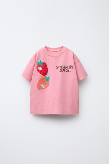 T-SHIRT MIT FRÜCHTE-PRINT - Pastellrosa von Zara