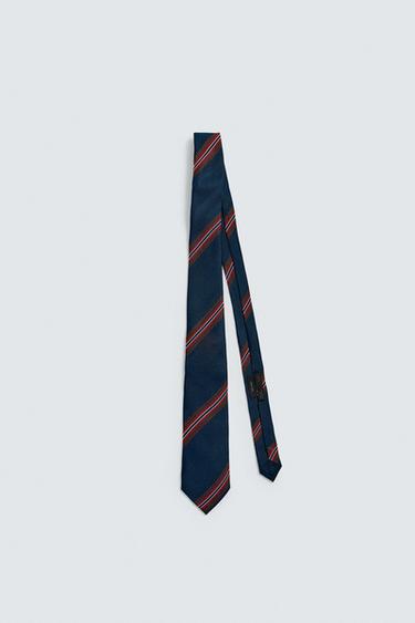 CORBATA 100% SEDA RAYAS - Marrón-Azul de Zara