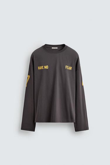 NUMBER PRINT T-SHIRT - Blue / Steel by Zara