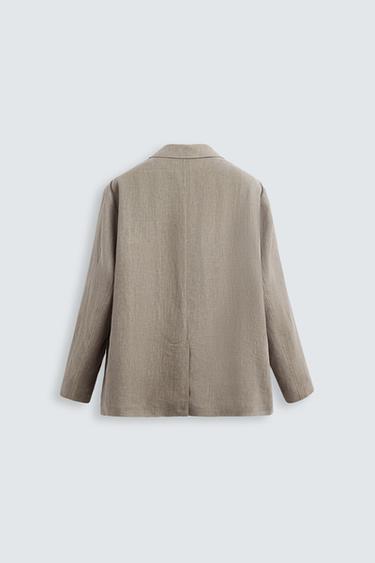 BLAZER DE COSTUME 100 % LIN DÉLAVÉ - Vison de Zara - Image 8
