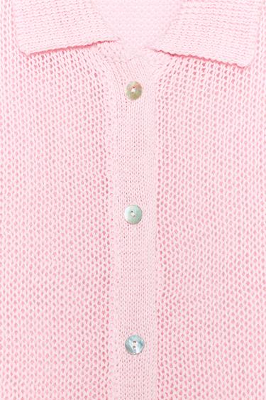 GILET EN MAILLE COL POLO - Rose de Zara - Image 8