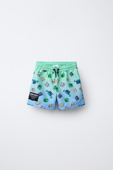 MINECRAFT © MOJANG AB. ™ SWIM SHORTS - Green / Blue by Zara