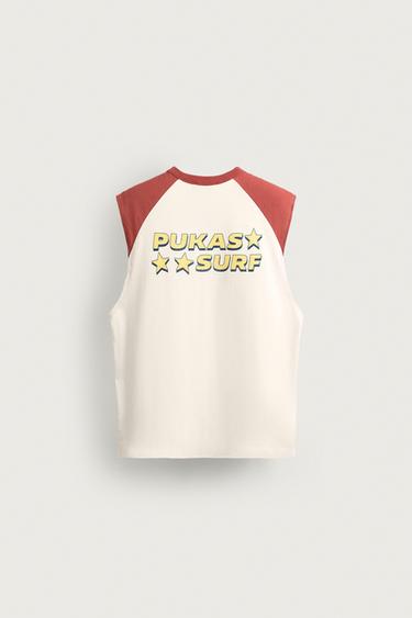 PUKAS SURF X ZARA COLOUR BLOCK TANK TOP - White / Red by Zara
