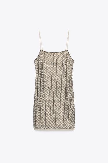 BEADED SHORT DRESS ZW COLLECTION - Silver by Zara - Image 5