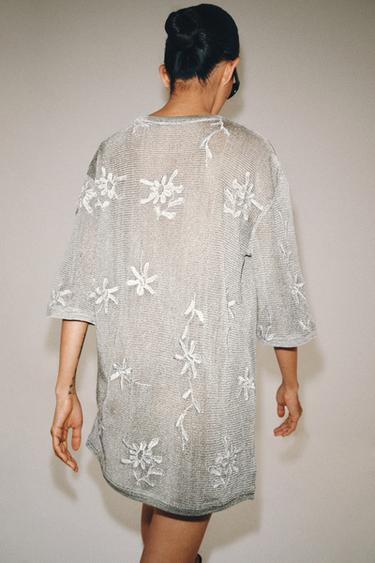 OVERSIZE METALLIC THREAD KNIT TOP - Silver by Zara - Image 2