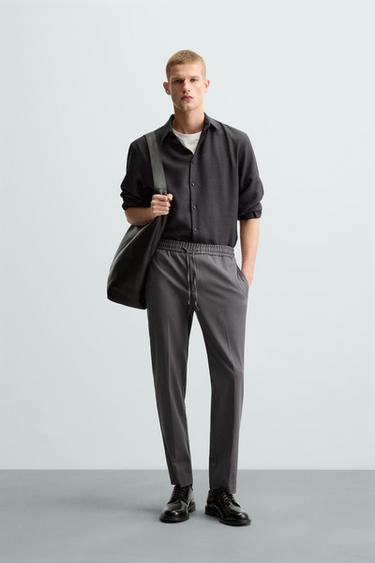 CALÇA DE CINTURA JOGGER CONFORT - Cinzento da Zara - Imagem 0