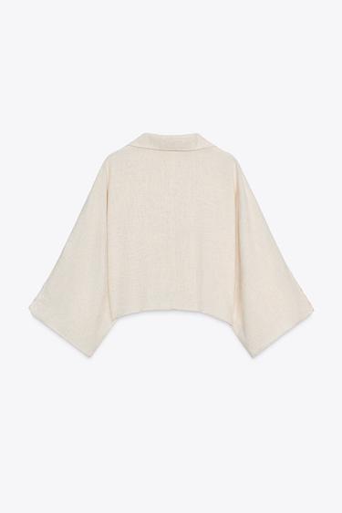 CROCHET TRIM KNOT SHIRT - Light beige by Zara - Image 6