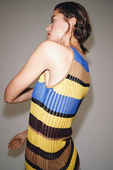 LONG STRIPED KNIT DRESS - Multicoloured by Zara - Image 1
