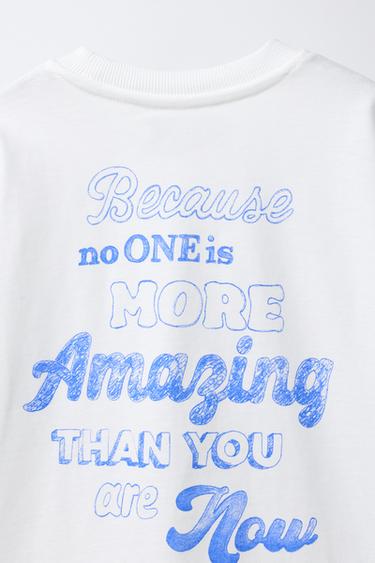 T-SHIRT À INSCRIPTION - Blanc de Zara - Image 3