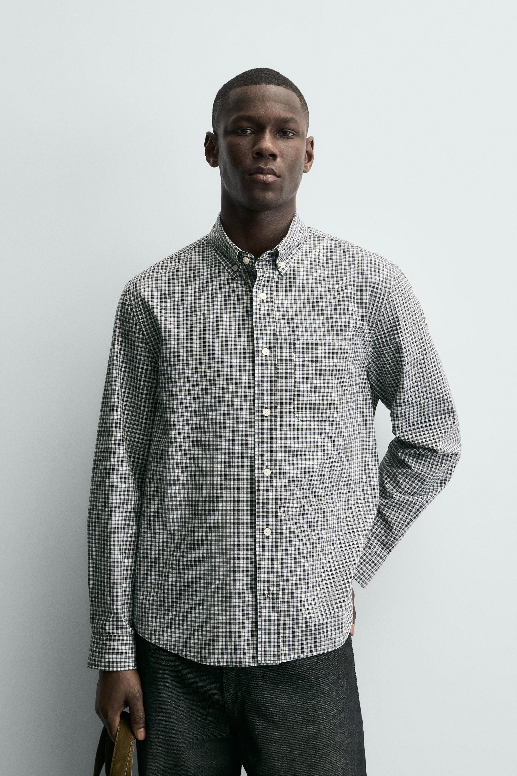 SOFT COTTON SHIRT — Gray / Blue
