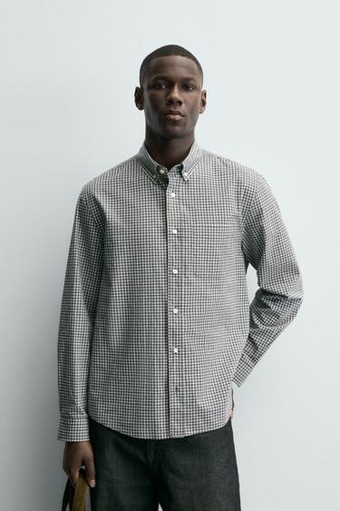 SOFT COTTON SHIRT - Grey / Blue by Zara