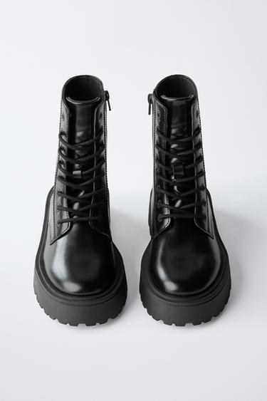 LACE-UP ANKLE BOOTS - Black by Zara - Image 3