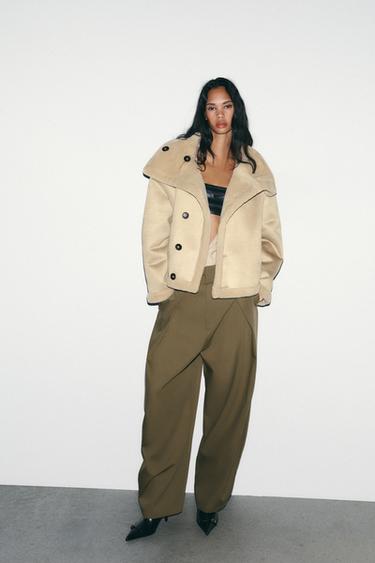 БҮКПЕЛЕРІ БАР ШАР ПІШІМДІ ШАЛБАР - Хаки Zara компаниясынан - Сурет 0