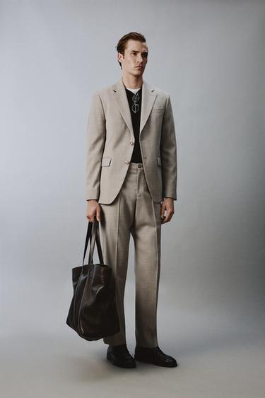 BLAZER TRAJE CONFORT CON LANA - Gris / Beige de Zara - Imagen 0