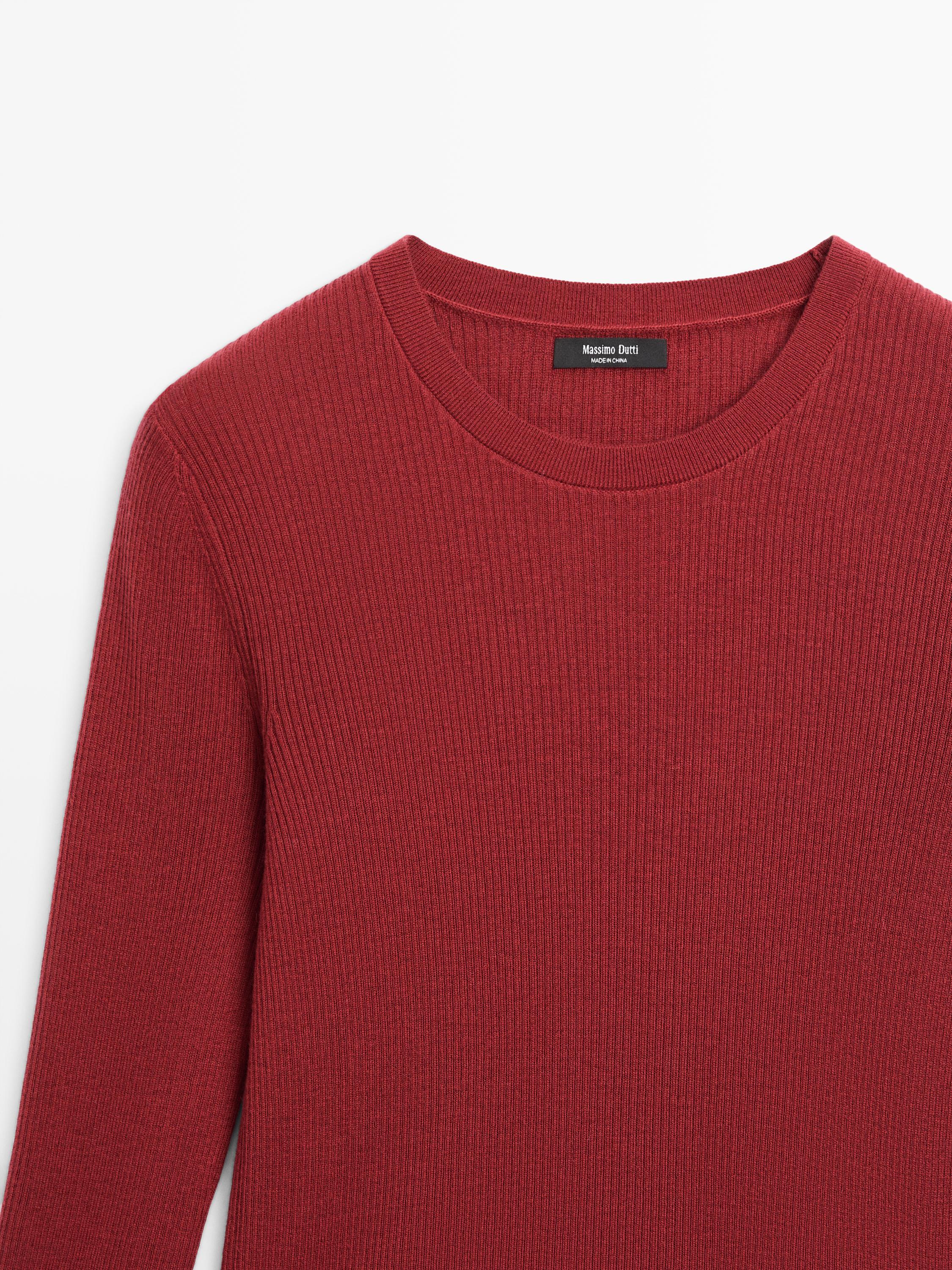 Ribbed knit wool blend sweater