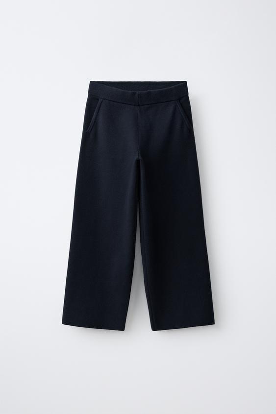 WIDE-LEG KNIT TROUSERS - Navy blue de Zara - Imagen 0
