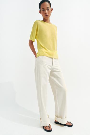 QUẦN JEANS ZW COLLECTION BAGGY CẠP LỠ - Kem từ Zara