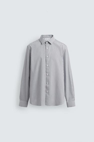 SLIM FIT STRIPED SHIRT - Sky blue by Zara - Image 0