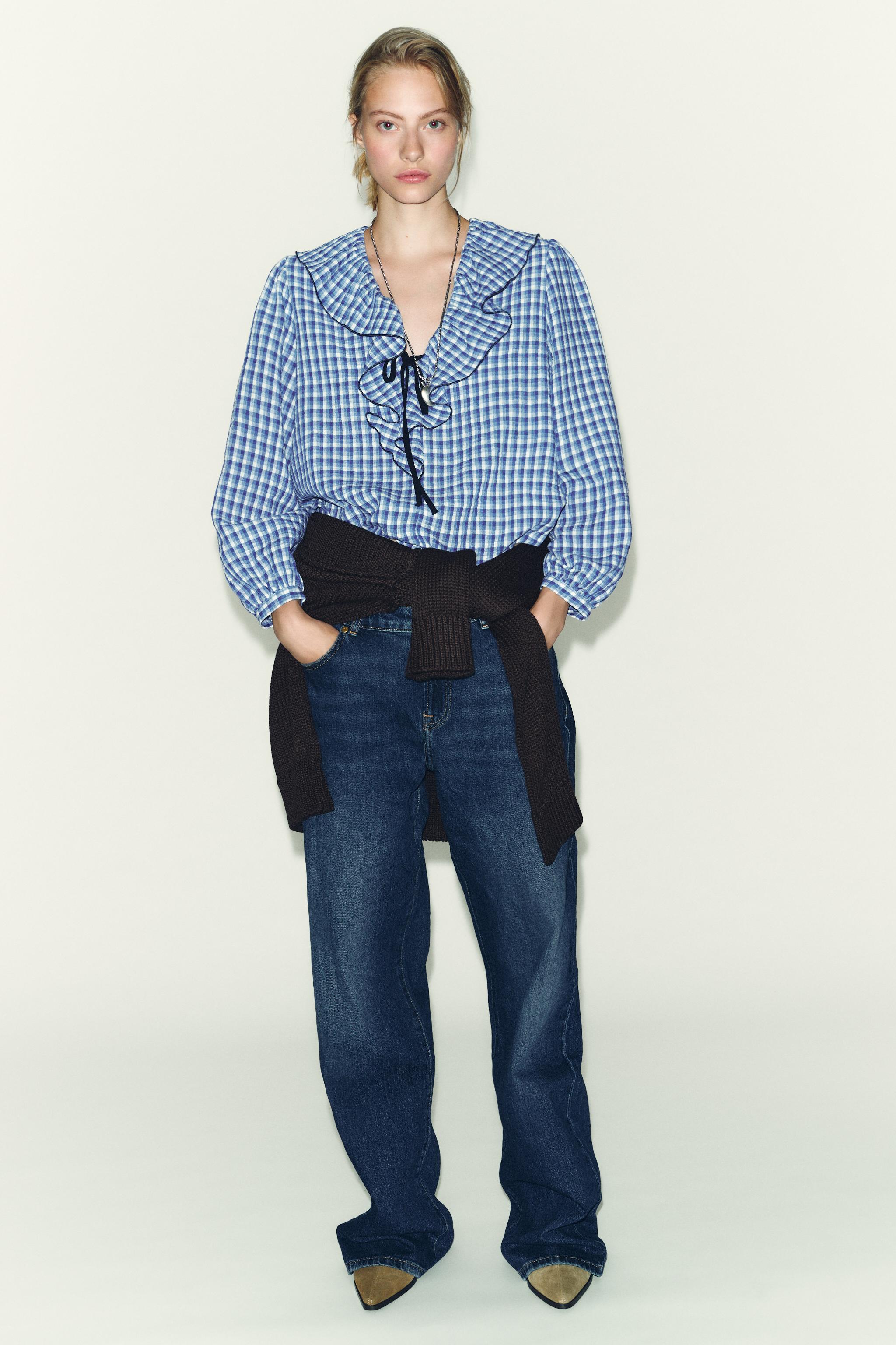 BURBERRY BLUE LABEL チェック柄 ブラウス フリル 袖リボン BURBERRY BLUE LABEL チェック柄 ブラウス フリル 袖リボン