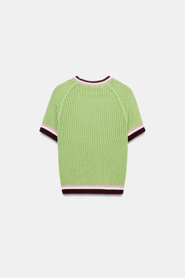 TOP EN MAILLE À MANCHES COURTES - Vert de Zara - Image 5