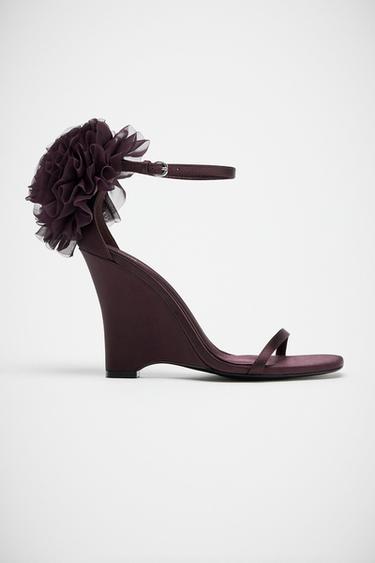 MAXI FLOWER WEDGE SANDALS - Purple by Zara