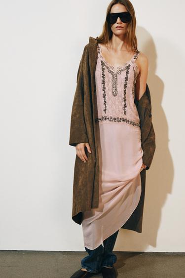 ZW COLLECTION RHINESTONE DRESS - Pink / White by Zara