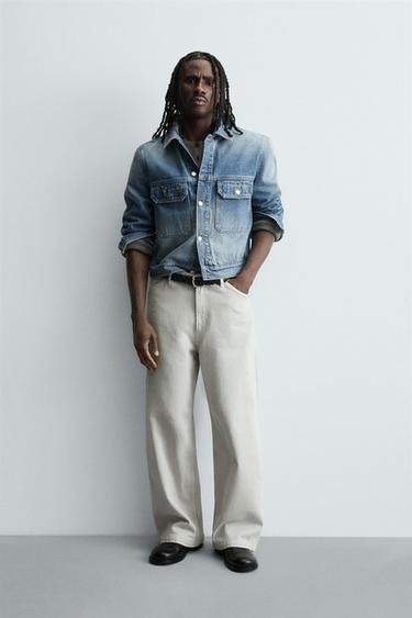 Zara 寬鬆版吊襠牛仔褲 - 裸色 - 圖片 0