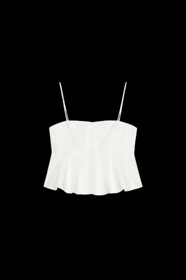 TOP MIT GODETS UND STICKEREI ZW COLLECTION - Weiß von Zara - Bild 0