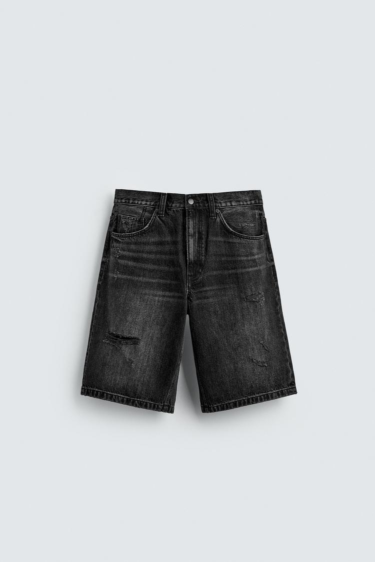 ZARA BAGGY FIT DENIM BERMUDA SHORTS