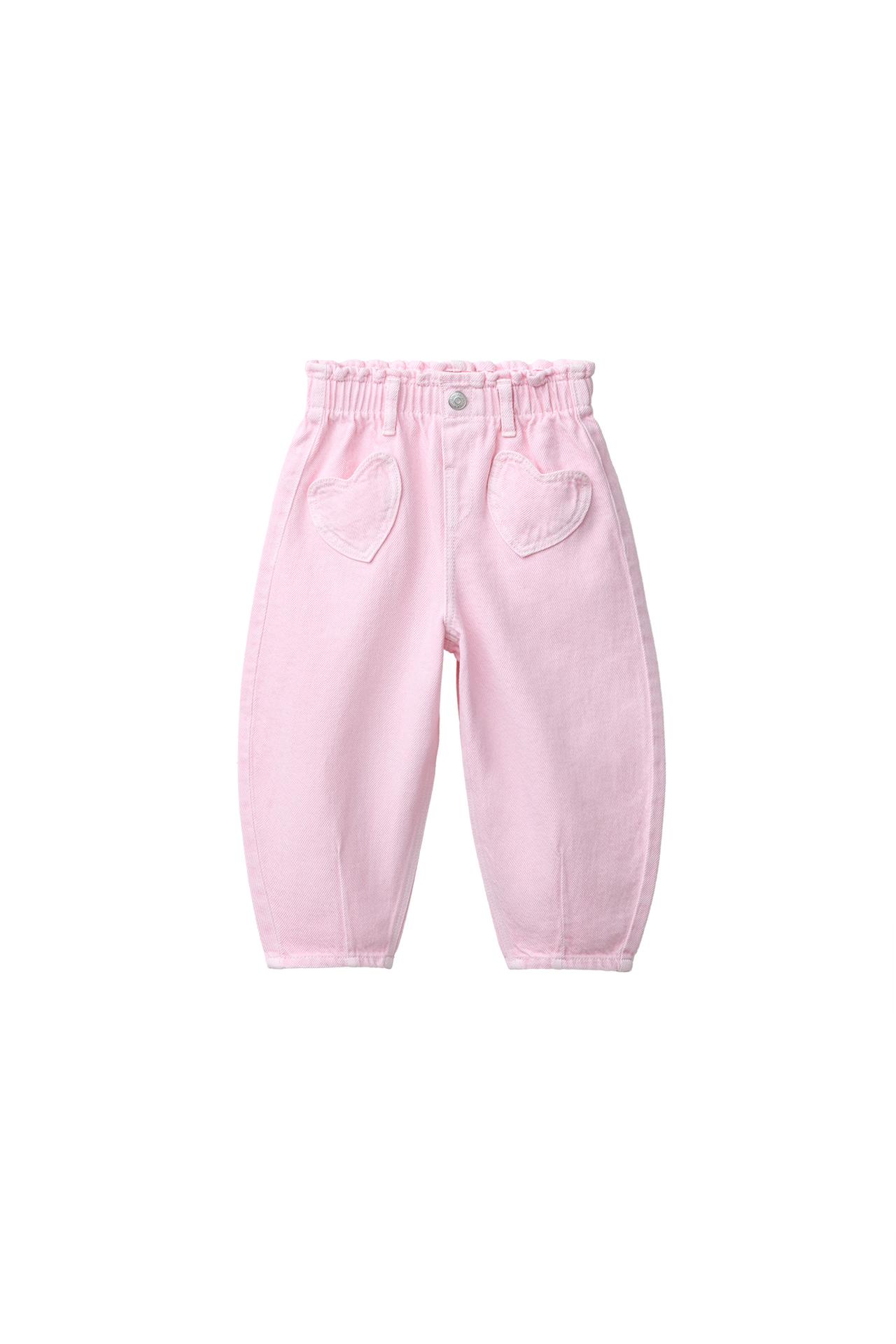 Брюки свободного кроя из диагональной ткани с карманами в форме сердца