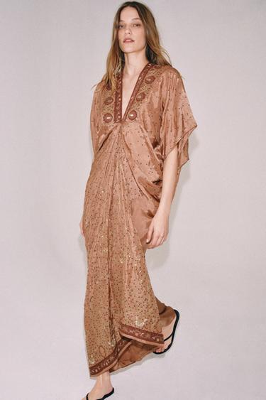 ZW COLLECTION LIMITED EDITION EMBROIDERED BEAD DRESS - Mid-pink by Zara