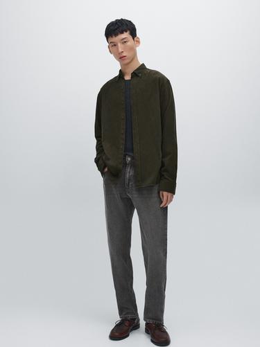 Zara Regular fit needlecord shirt - Green - Image 0