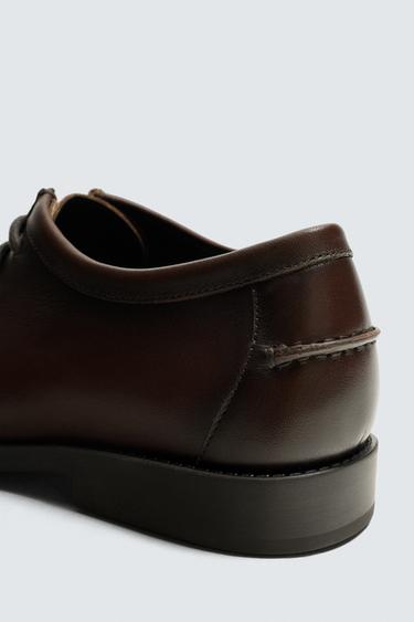 CHAUSSURES EN CUIR À BORD LARGE - Bordeaux de Zara - Image 2