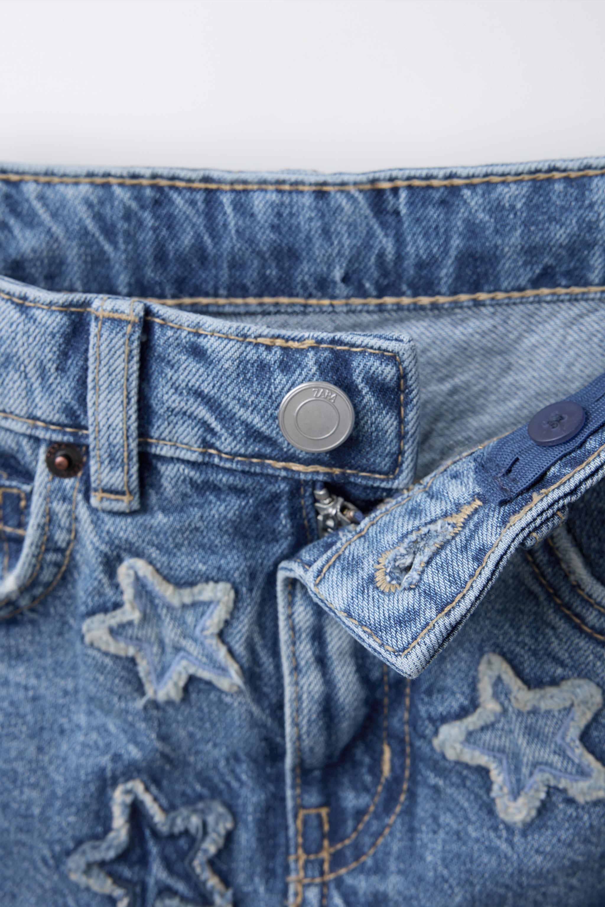 スター刺繍デニムバミューダスカート - ブルー | ZARA Japan / 日本