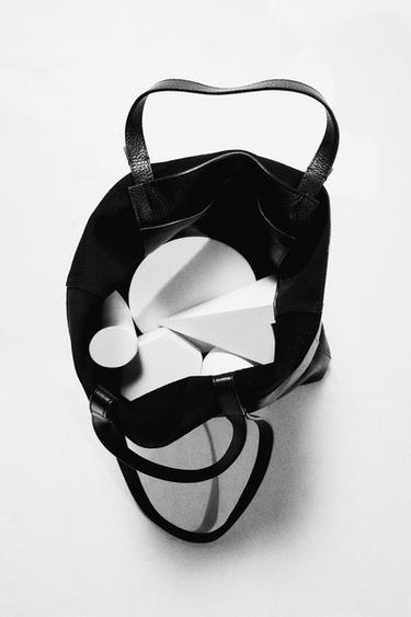 BOLSO SHOPPER PIEL - Negro de Zara