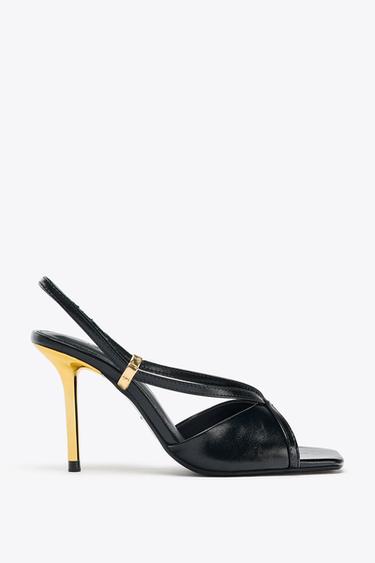 HEELED SANDALS WITH METAL DETAILS - Black by Zara