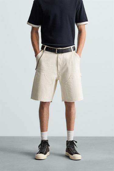 BERMUDA BOLSILLO CARPINTERO - Blanco roto de Zara