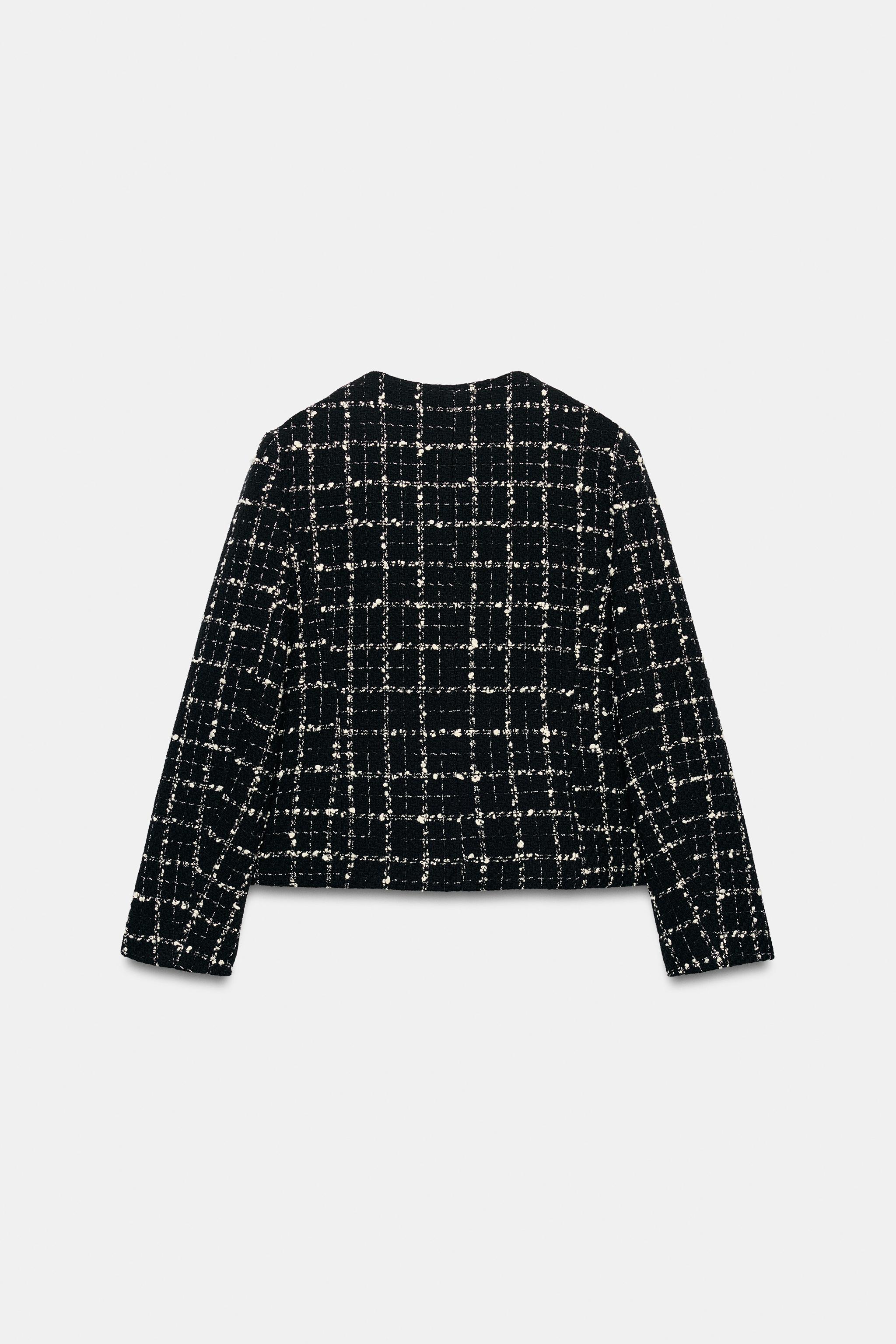 テクスチャー クルーネック ブレザー - ブラック/ホワイト | ZARA