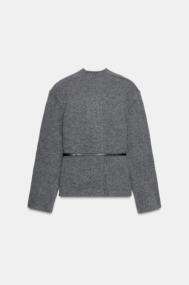 VESTE 100% LAINE AVEC CEINTURE - Gris moyen de Zara - Image 5