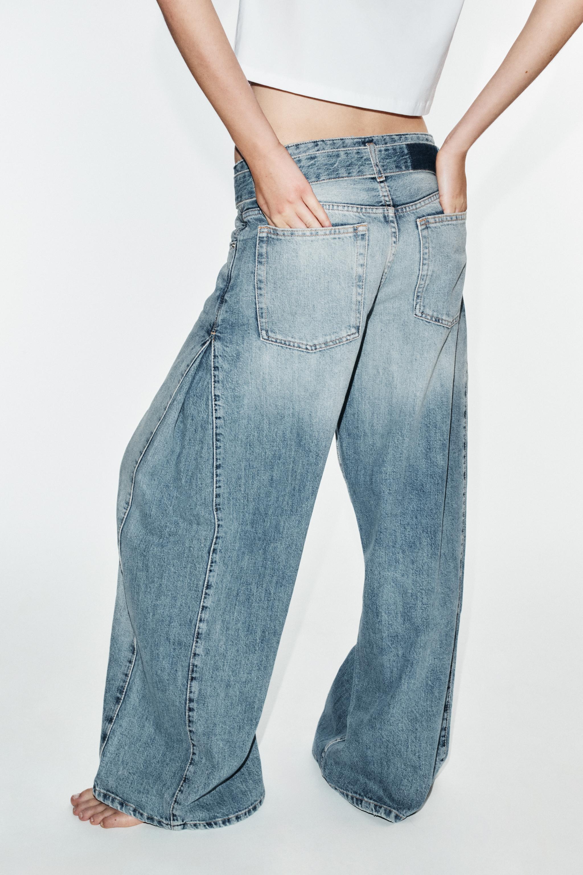 Zara Trf Kemerli Pileli Orta Bel Jean görsel 7