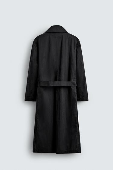 Zara OVERSIZED FIT TRENCH COAT - Black